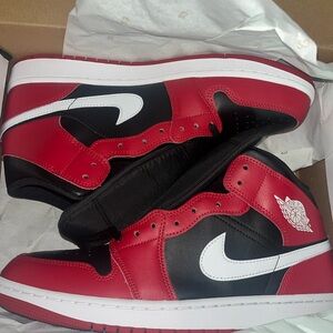 Nike Red and Black Sneakers with Mid-Top Design